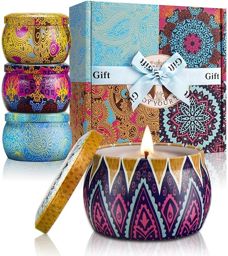 YMing Scented Candles Gift Set 4 x 5.6 oz Soy Wax Aromatherapy Lavender Fig