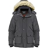 RongYue Men's Winter Thicken Coat Warm Faux Fur Lined Padded Puffer Parka Jacket with Removable Hood
