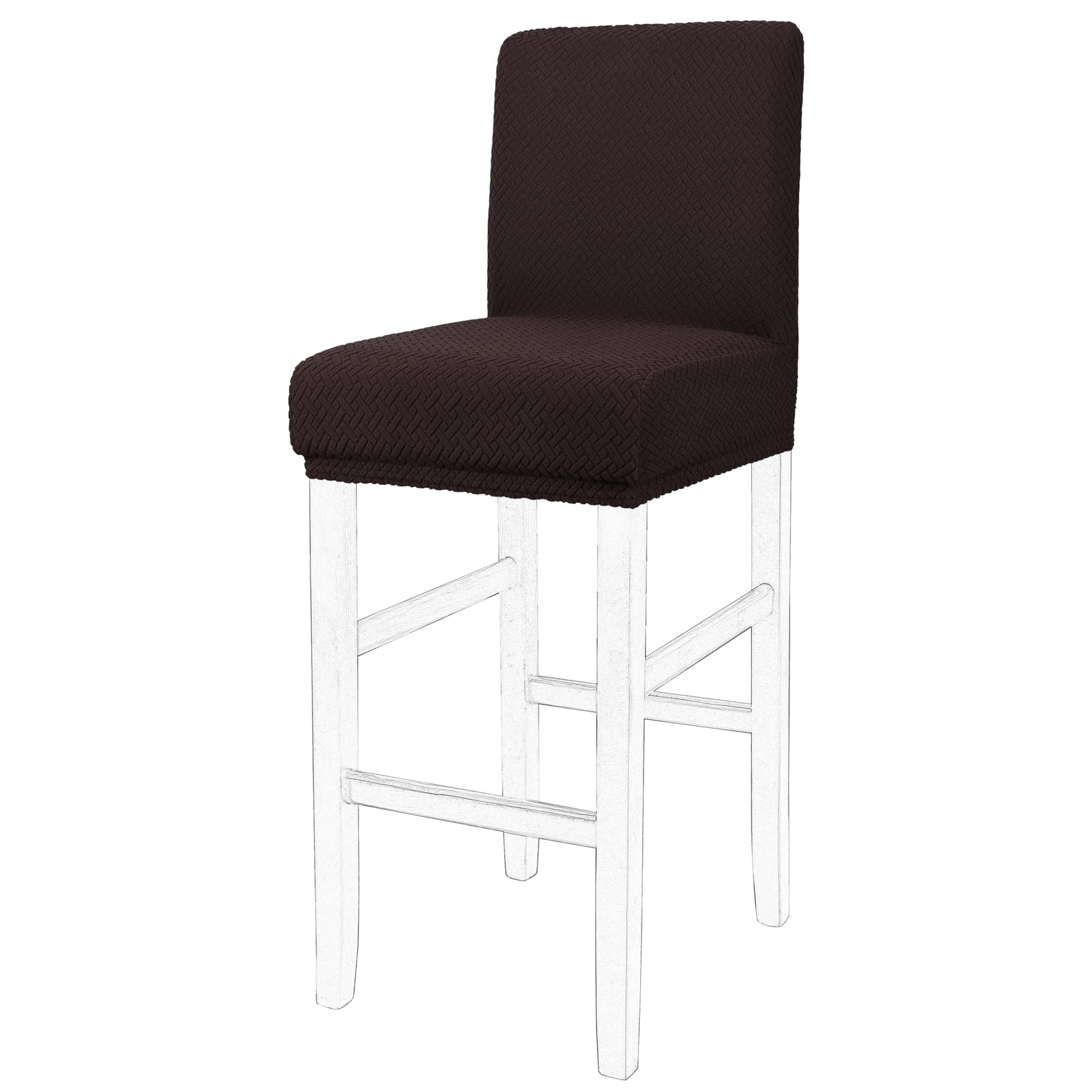 PiccoCasa Stretch & Removable Dining Chair Covers for Pub Counter, Set of 1 Bar Stool Covers with Elastic Bottom - Spandex Short Back Chair Covers Protector Dark Brown
