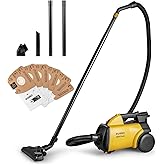 Eureka 3670M Canister Cleaner, Lightweight Powerful Vacuum for Carpets and Hard Floors, w/ 5bags,Yellow