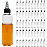 Ainiktozoon 50pcs 4 oz Plastic Squeeze Bottles for Liquids,Hair Oil,Paint,Glue,Kitchen Sauce - Empty Clear Dispensing Dropper Bottle With Twist Top Caps,Applicator Bottle for Diy Art Crafts