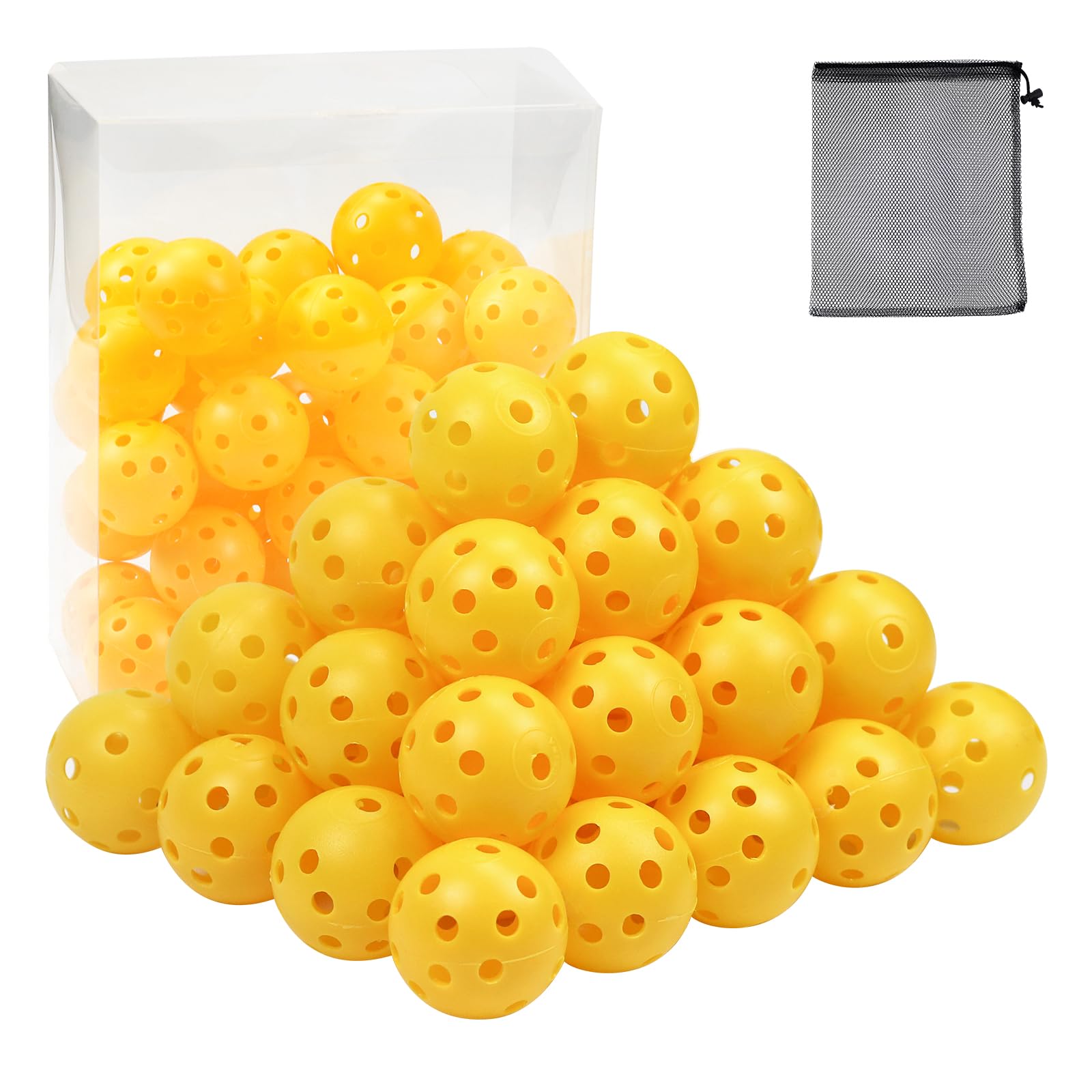Dondeen 40 Pcs Golf Balls, 42mm Plastic Exercise Balls for Swing Practice, Driving Range, Home Outdoor Golf Games Adults Kids (Yellow)