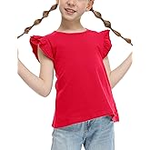 Arshiner Girls Shirts Ruffle Short Sleeve Summer Cute Casual Crewneck Tops Blouse Tee