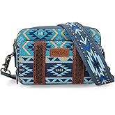 Wrangler Crossbody Bag for Women Boho Aztec Small Multi Pocket Crossover Purse