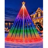 14FT Outdoor Christmas Tree Lights for Flagpole, DIY Music Sync App Control | 484 LEDs,RGB Color Changing,105 Scenes,Timer,Dimmable,Group,Waterproof Tree Lights for Outside Yard,Xmas,Holiday Party Decor