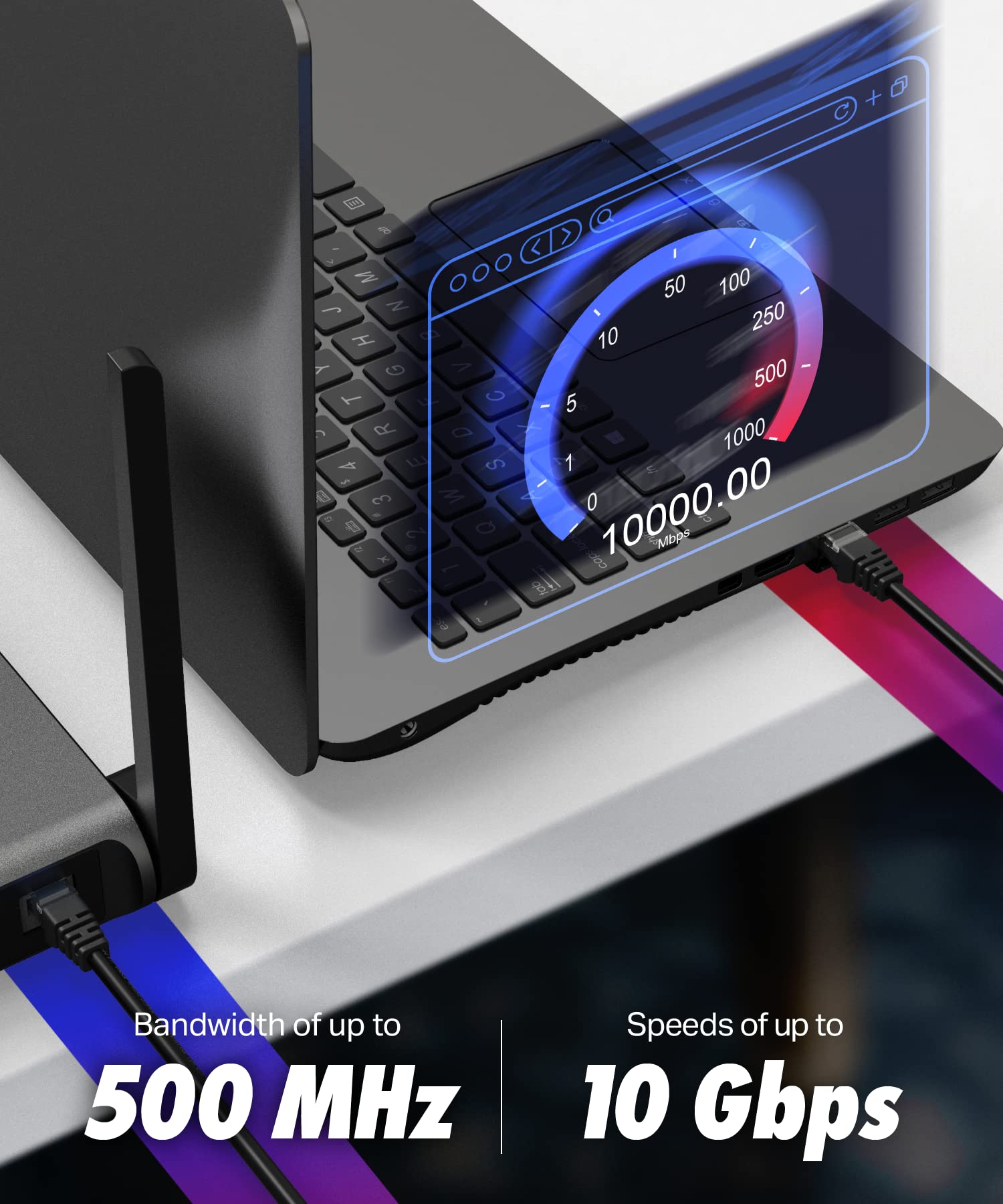 Ultra Clarity Cables Cat 6 Ethernet Cable 100 ft, Outdoor&Indoor 10Gbps Ethernet Cable, High Speed Cat6 Cable RJ45 LAN Internet Cable for Computer, Router, Modem, PS4/5, Xbox, Gaming - Black