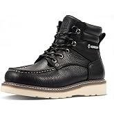 SUREWAY Moc Toe Work Boots for Men, Wedge Sole, Soft Toe | Full-grain leather with Goodyearwelt, comfort insole, EH protection, oil and slip-resistant wedge sole