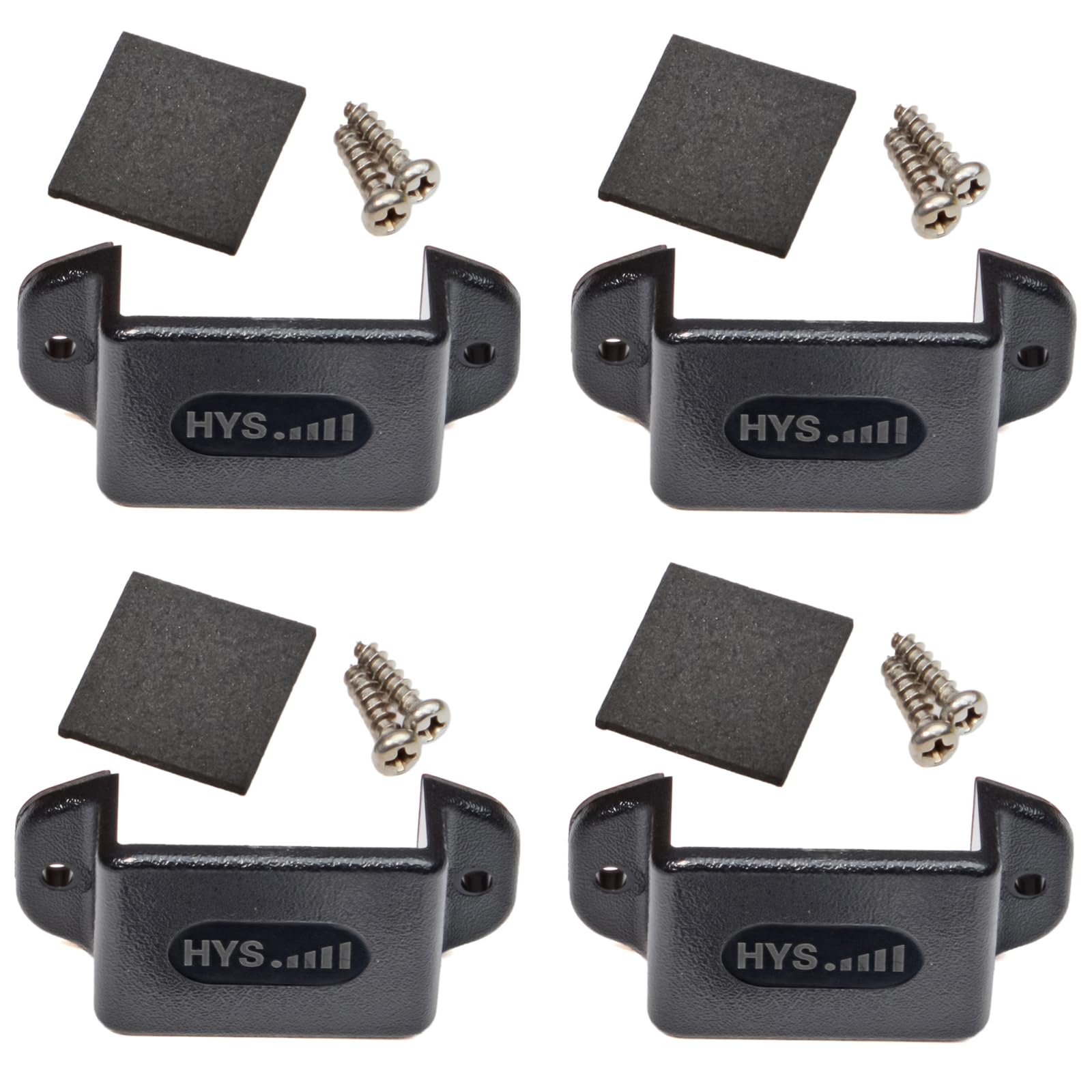 HYS Radio Holder in Car, Handheld Radio Mount Compatible for Motorola Baofeng Yaesu Midland, Any Walkie Talkie with Back Clip (4 Pack, Black)