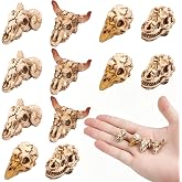 CCINEE 12 Pcs Mini Resin Animal Skull Heads in 4 Styles, Realistic Hand-Polished Skull Figurines for Halloween Decor, Aquarium, Micro Landscape, Desk Shelf Ornament and Collector Gifts