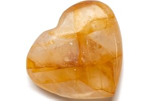 KALIFANO Golden Healer Quartz Heart - Worry Stone with Healing & Calming Effects - AAA Grade High Energy Hematoid Cuarzo with Information Card - Reiki Crystal Carving Used for Clarity (Family Owned)