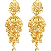 Efulgenz Gold Tone Multilayered Jhumka Jhumki Indian Earrings for Women Dangle Earrings Gold Tone Indian Jewelry Indian Bridal Jewelry for Wedding Bollywood Fashion Jewelry, Metal