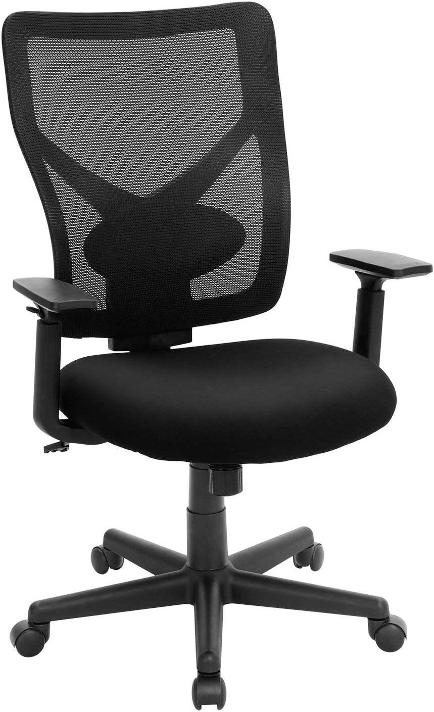 SONGMICS Silla de Oficina de Malla Central, Silla Giratoria Ergonómica