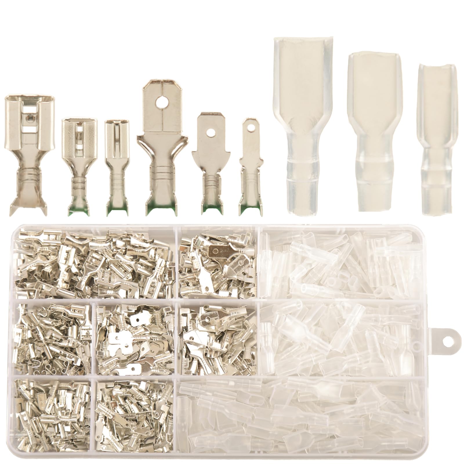 Feggizuli 540pcs 2.8mm 4.8mm 6.3mm Male and Female Spade Connectors Kit with Insulating Sleeve, Crimp Connectors Crimp Terminals Electrical Connectors, Electrical Terminals for Electrical Wiring