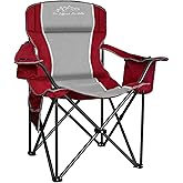 SAILARY Camping Chair Heavy Duty High Back Folding Chair with Cup Holder, 450lbs Capacity, Padded Seat, Cooler Bag & Storage Pocket, Portable for Outdoor, Beach, Fishing, Sports, Red