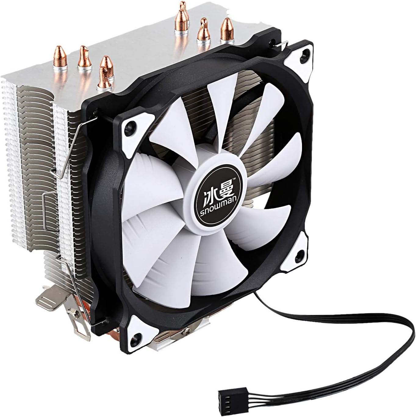 SNOWMAN High Performance CPU Cooler with 4 Direct Contact Heatpipes, PWM Fan, White, Single Fan - Image 3