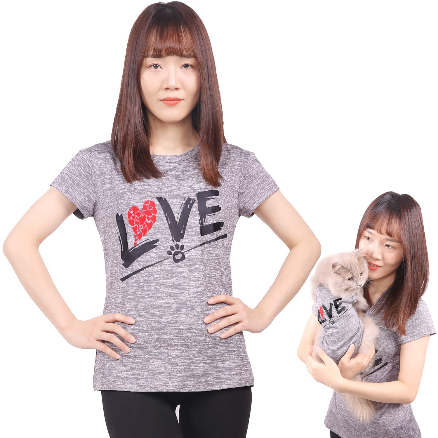 CAISANG Dog Shirt/Owner T-Shirt Love Puppy T-Shirt Mommy Sweatshirt/Pets Clothes Vest Doggy Tops Womens Shirts, Cool Apparel for Small Medium Large Dogs Cats Sport Tops Outfits (Women 2XL)