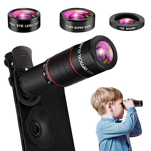 Phone Camera Lens, 10 in Cell Phone Lens Kit 20X Zoom Telephoto