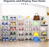 TidyTrove Shoe Storage Box 9 Pcs Clear Stackable Magnetic Door Organizer White view 3