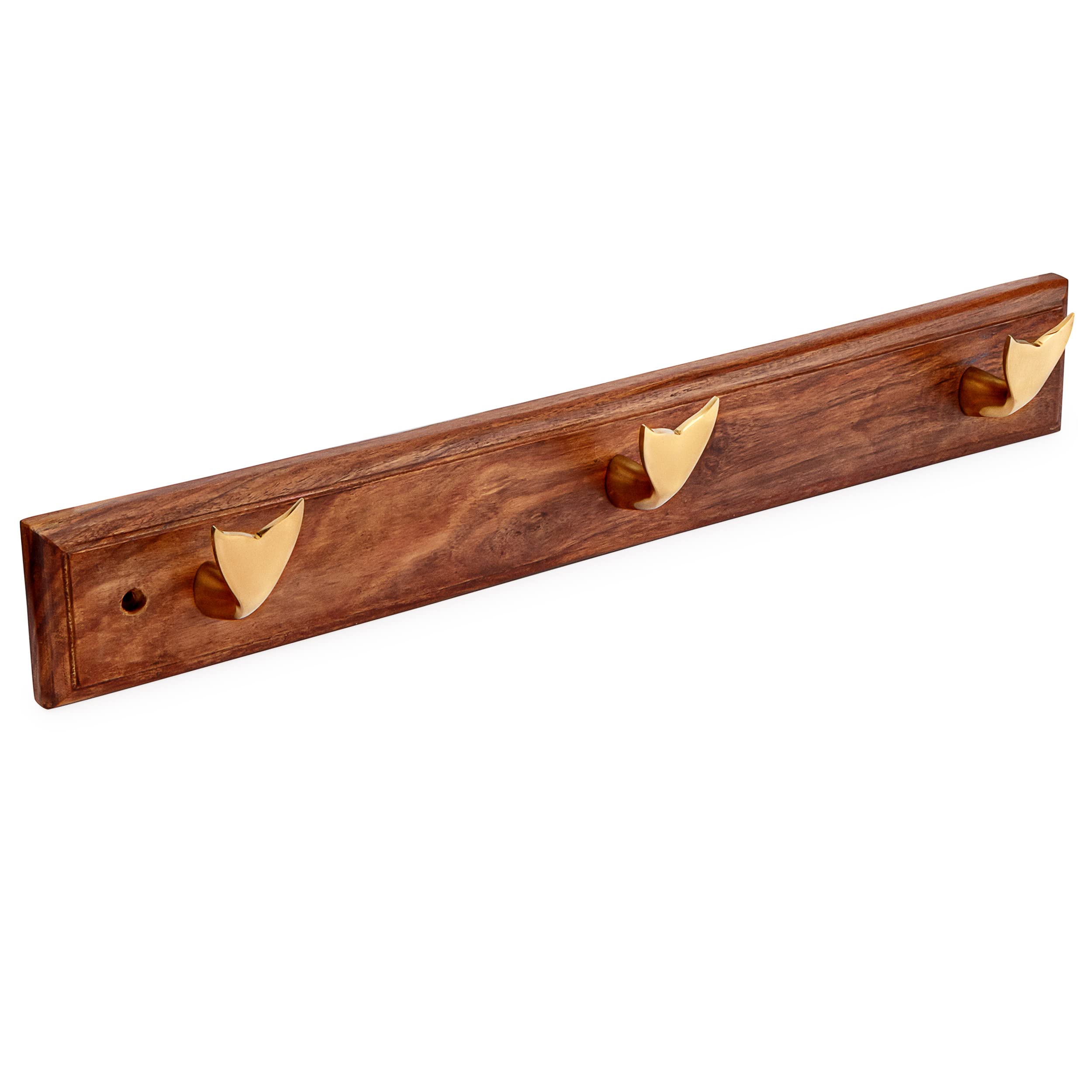 NKlaus Martim 11620 Whale Fins Hook Rack with 3 Wall Hooks 48 x 7 x 6.5 cm Brass on Wood