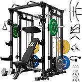 RitFit Buffalo Smith Machine, Power cage with LAT-Pull Down System & Cable Crossover System, All-in-One Squat Rack for Home G