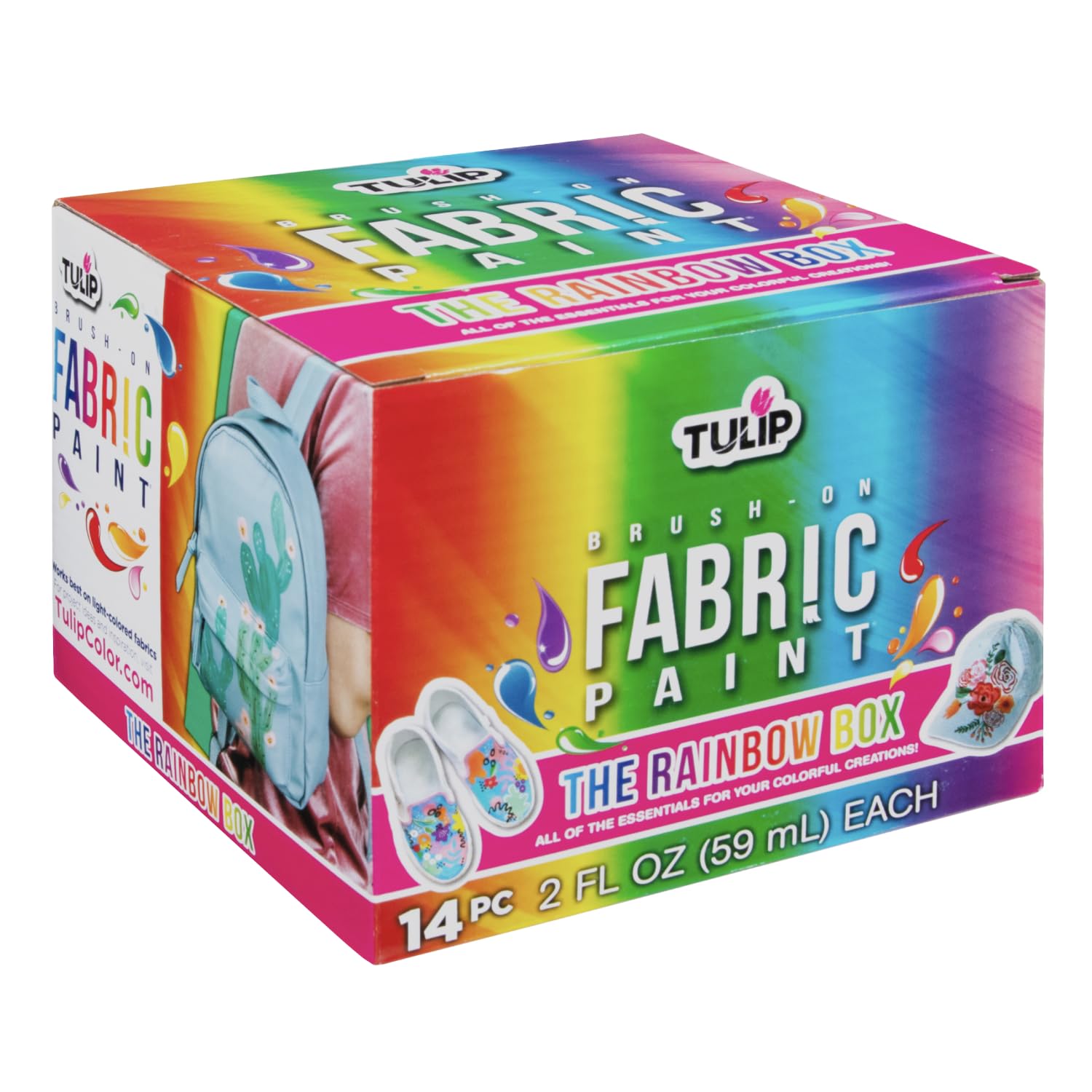 Tulip Brush-on Fabric Paints, 14 Colors 2 fl oz each, Permanent, Flexible