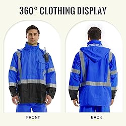 SKSAFETY Hi Vis Reflective Work Rain Jacket for Men