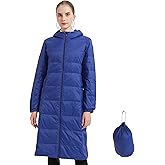 ANYIELIEMO Packable Lightweight Long Down Jacket for Women Thin Warm Hooded Travel Down Coat(Available in Plus Size)