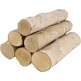Sancodee 6 Pack Birch Logs for Fake Fireplace White Birch Branches Logs | Decorative, Unfinished Natural Wood, DIY Crafts, Indoor Home Decoration Electric Fireplace Decor (3.2"-4" Dia. x 16" Long)