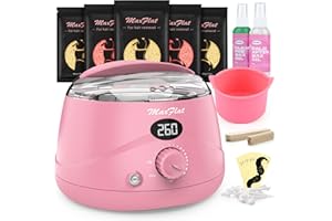 MaxFlat Digital Wax Pot Hard Wax Kit - 51 Accessories for Full Body, Armpit, and Bikini Waxing (17.6 oz)