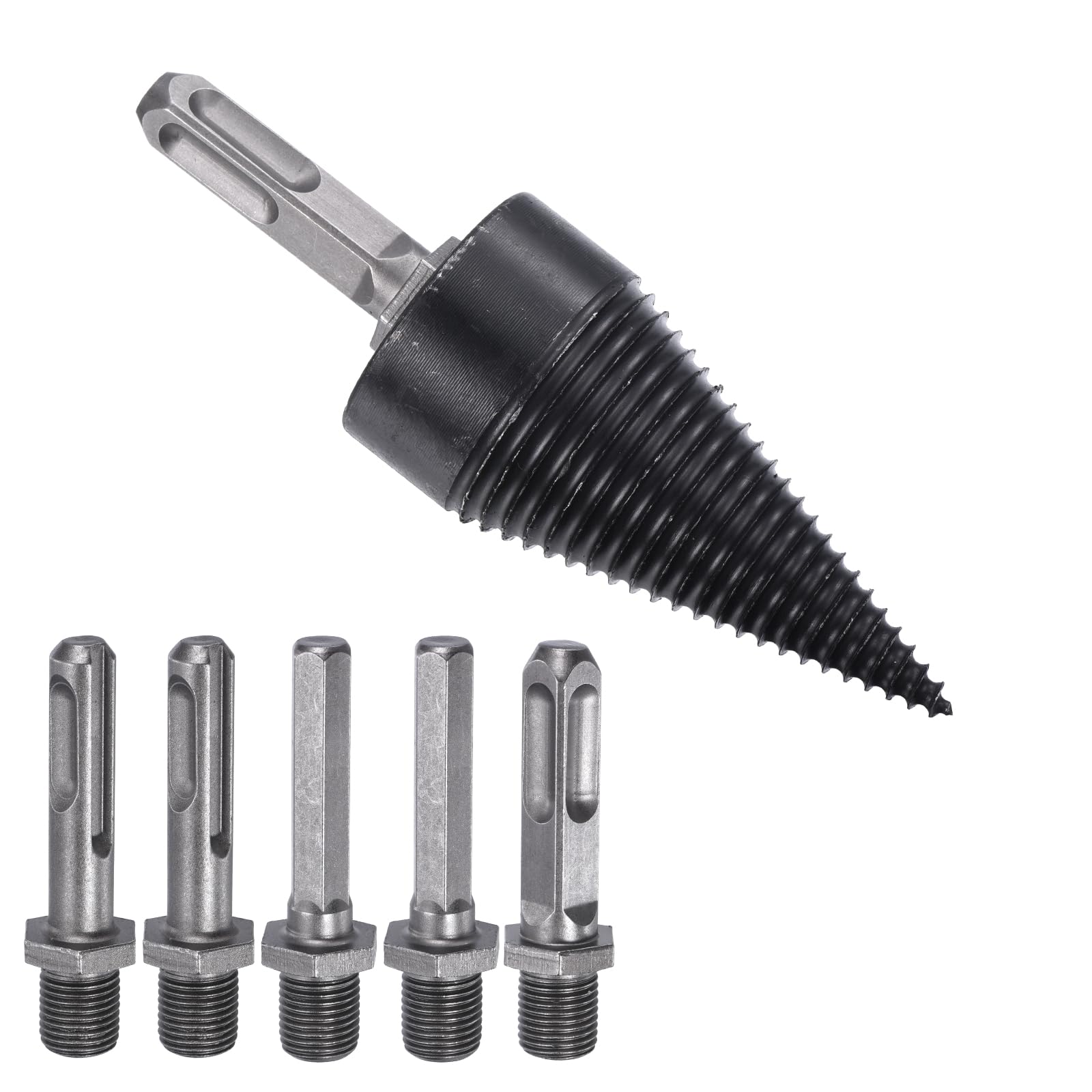 PATIKIL 42mm Firewood Log Splitter Drill Bit, 7Pcs/1Set Removable Drill Bits Electric Drills Screw Cone Driver with Drill Shafts for Home