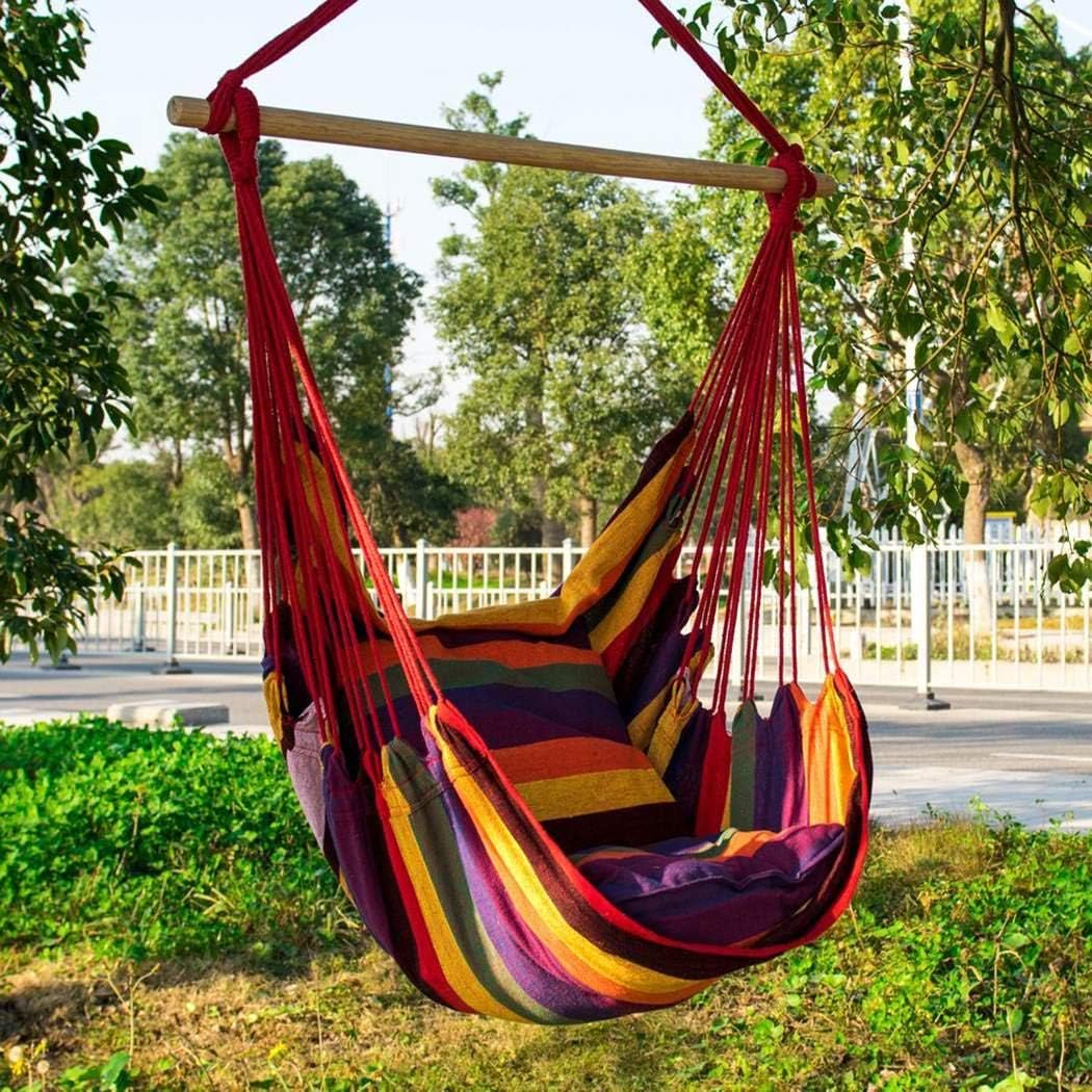 Yealsha Hanging Rope Hammock Chair Swing Seat, Large Brazilian Hammock Net Chair Porch Chair for Yard, Bedroom, Patio, Porch, Indoor, Outdoor