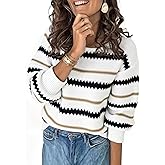 Libsorge Womens Oversized Cute Striped Sweater Fall 2025 Trendy Ladies Dressy Casual Chunky Knit Pullover Jumper Top