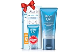 BIORÉ Biore UV Aqua Rich Daily Hydrating Facial Moisturizer with SPF 50 | Oil Free Sunscreen for Sensitive Skin with Hyaluronic Acid, Non-Comedogenic, Dermatologist Tested, 1.7 Oz