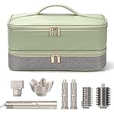Double-Layer Travel Carrying Case for Shark Flexstyle/FlexFusion Airwrap Brush Hair Dryer , Waterproof PU Leather Hair Tool Organizer for Shark Flexstyle /Dyson Airwrap Styler Travel Accessories