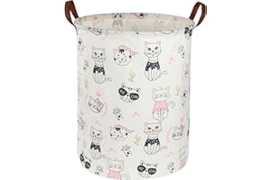 Sanjiaofen Pink laundry basket,Pink Girls Hamper,Cat laundry Basket,Girls Hamper for Kids Room Decor,Pink Clothes Hamper,Toy Organizer,Gift Hamper(Pink Cat) …