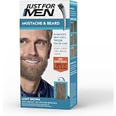 JUST FOR MEN Mustache &amp; Beard Dye, Keratin, Light Brown M-25 (1 Pack) | Mustache &amp; Beard color light brown designed for facial hair to instantly eliminate gray. Enhanced with keratin &amp; biotin.