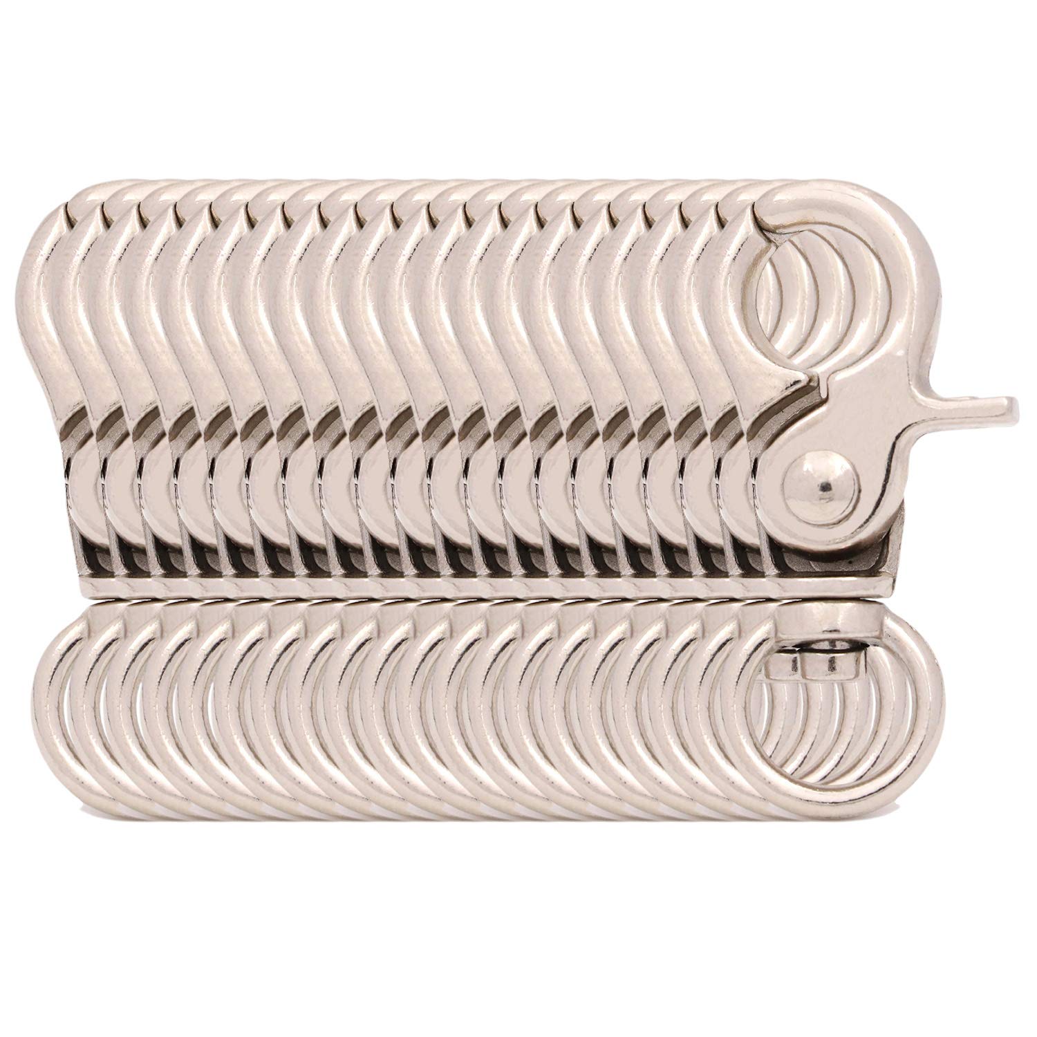 BIKICOCO 3/8'' Swivel Trigger Snap Hook Lobster Claw Clasp Spring Loaded Clip, O-Ring Ended, Silver - Pack of 20