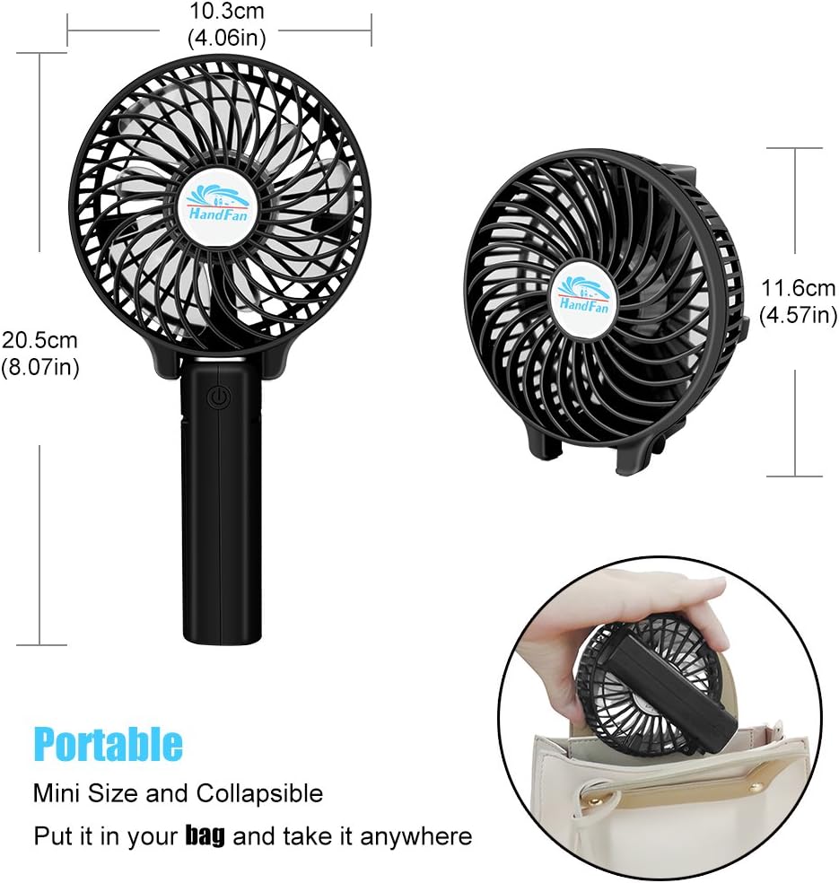 VersionTECH. Mini Portable Fan, USB Battery Operated Desk Fan, Small Personal Handheld Table Fan with USB Rechargeable Cooling Folding Electric Fan for Travel Office Room Household Black: Home & Kitchen