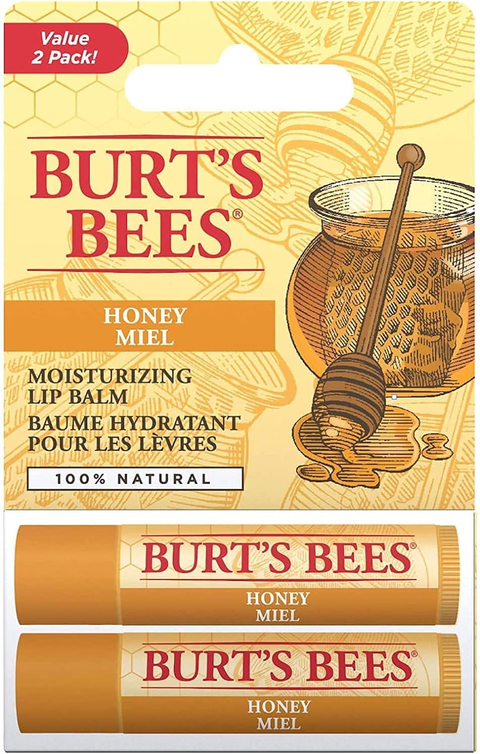 Burt's Bees Lip Balm Multipack 2x4.25g Honey Beeswax Vitamin E