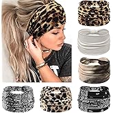 Awumbuk Wide Headbands for Women Knotted No Slip Head Bands Soft Turban Headband Hair Accessories Boho African Solid Color Head Wraps for Women Yoga Workout (Black)