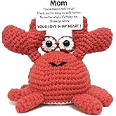 ACHYHAVIN Funny Positive Crab Gifts, Handmade Crochet Animals Cute Stuff, Inspirational Gifts for Mom Presents, Emotional Motivational Crab Decor
