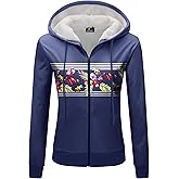 Womens Fleece Zip Up Hoodies Winter Sherpa Lined Jacket Hooded Zipper Sweatshirt Casual Thick Warm Outerwear Coat