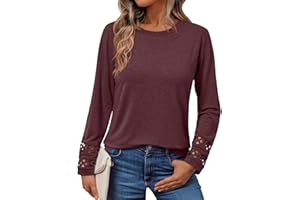AUTOMET Womens Long Sleeve Fall Fashion Tops Ladies Casual Crewneck Loose Fit Outfits Lightweight Shirts Eyelet Tee 2025