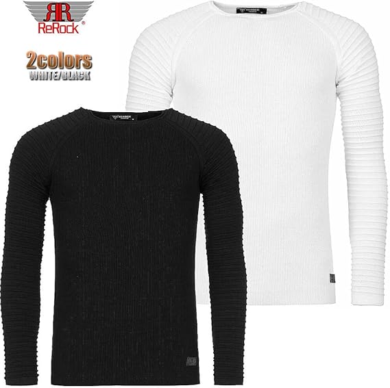 Amazon 袖 ボーダー ニット セーター メンズ 白黒 クルーネック コットンセーター 綿 無地 Xl 白 セーター 通販