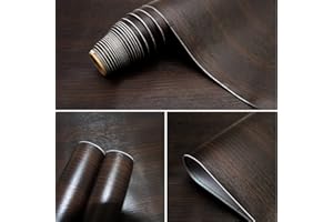 seonta Dark Walnut Contact Paper 16"x118" Wood Peel and Stick Wallpaper Waterproof Self Adhesive Dark Brown Wallpaper Table Sticker Cover Wood Vinyl Wrap for Countertop Desk Table Cabinets Upgrade