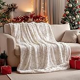 Horaldaily Christmas Flannel Blanket Throw, Simple Snow Stick Figure Beige Soft Fuzzy Plush Cozy Fleece Blankets for Couch Sofa Bed Lounging, Ideal Gifts for Kids Adults Wife Self, 50x60