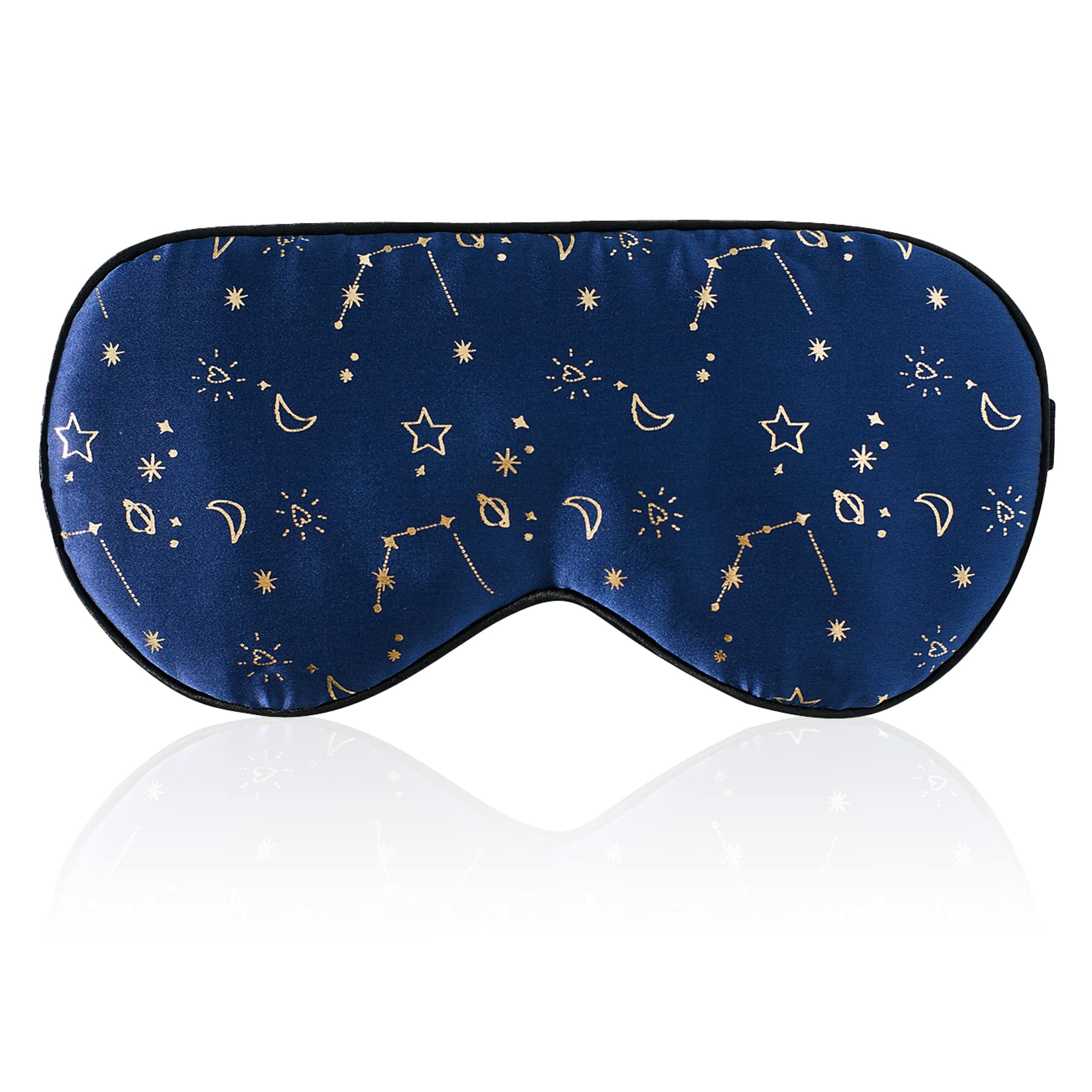 townssilk 100% Silk Sleep mask with Adjustable Strap,Comfortable and Super Soft Eye mask Ultimate Sleeping aid Golden starrysky Blue