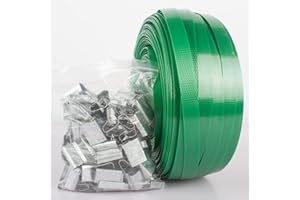 PALMAROSA Packaging 1/2" x 320’ Polyester (PET) Strapping, 1765 lbs Break Strength, Affordable and Lightweight Poly Strapping, 100 pcs 5/8" Open Metal Clips for Packaging and Pallet Strapping Banding