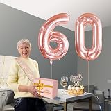 Amosking 60th Birthday Decorations Rose Gold Sash Tiara Cake Topper Balloons Set view 6