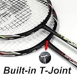 Senston 2 Pieces Graphite Shaft Badminton Racket Isometric Head Red Green view 3